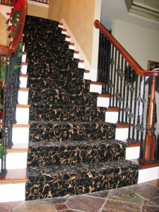 these steps are curved at the nose of each step and wider at the bottom of the stairway.